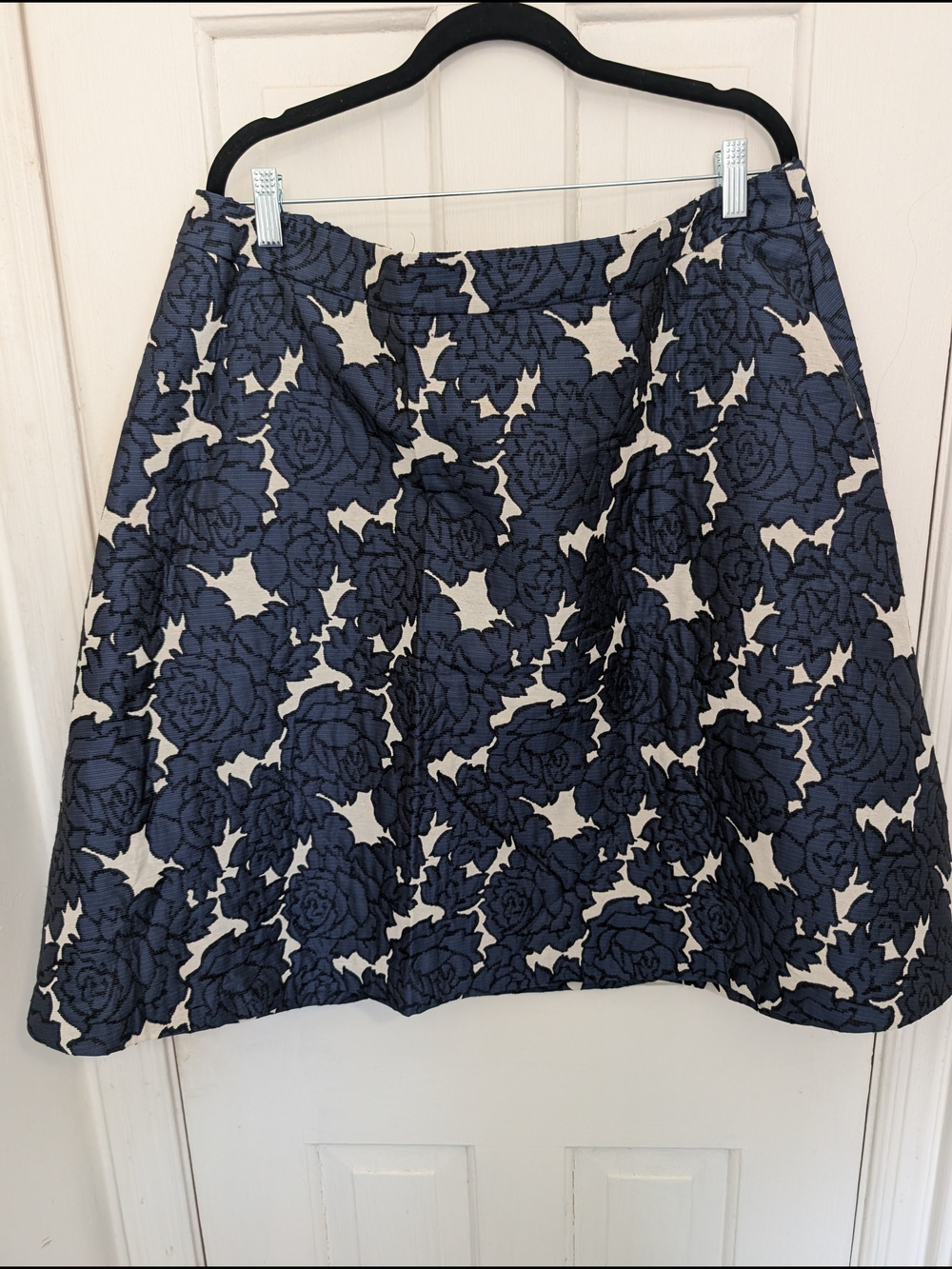 Lane Bryant Navy Floral Jacquard A-Line Skirt